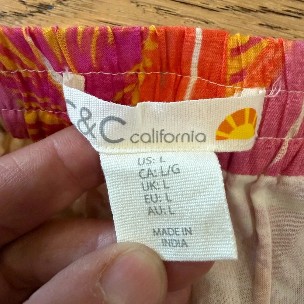 C&C California Tropical Skirt Set L & XL Pink Orange Boho Summer (2118)‎